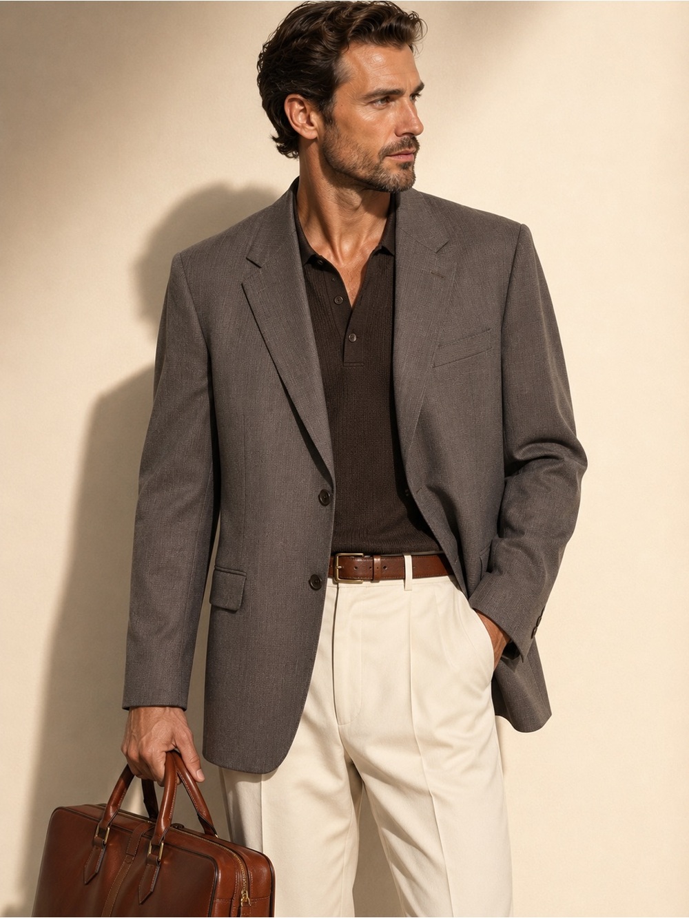 S. Cohen Reagan Wool Blazer Quiet Luxury Taupe Brown sz 50S